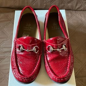 Red Gucci loafers